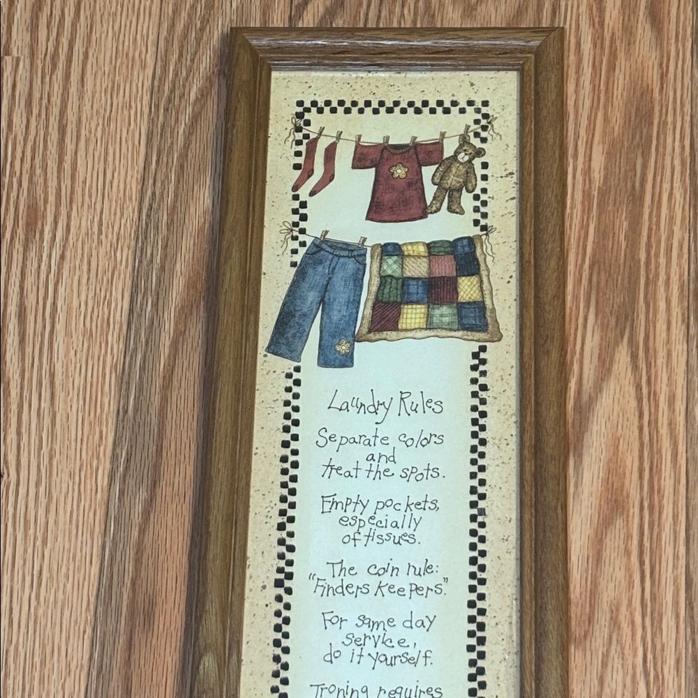 Laundry Rules Room Print, Vintage 90s Picture, Poem 6” x 21” - Picture 2 of 4